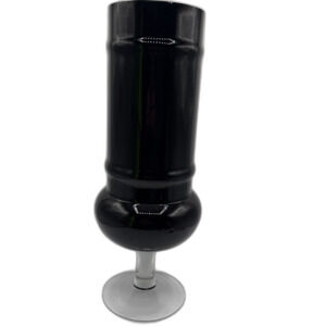 Vtg 1960s Italian Empoli 16 3/8” Black Art Glass Footed Apothecary Jar, No Lid